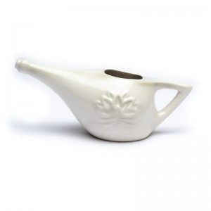 Neti pot, neuskannetje, keramiek, inclusief zout (zakje)