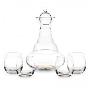 Vitaalwaterkaraf 'Alladin' en 4 Mythos glazen met Bloem des Levens in goud, 1300 ml